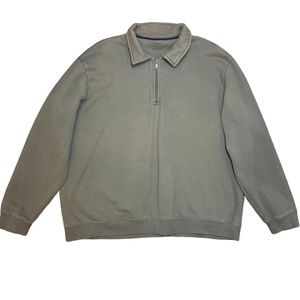 Croft & Barrow Gray Khaki Pullover Sweater Quarter Zip Mens Long Sleeve Sz XL